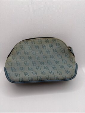 Vintage Dooney & Bourke Blue Monogram leather trim a Handbag
